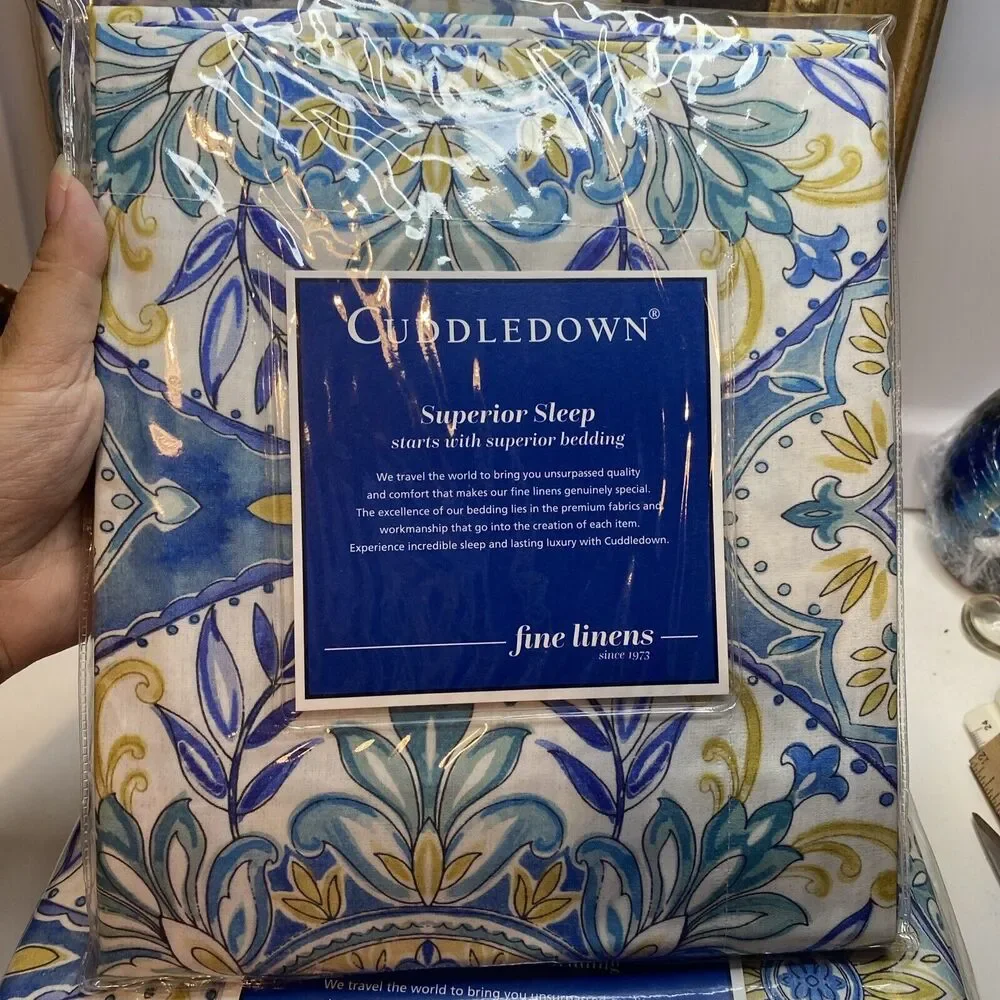 SET 4 Cuddledown Blue Medallion Full Duvet Cover 2 Std Shams 1 Standard Queen PC